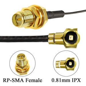 Kabel Jumper Koaksial RF Berpelindung Ganda Custom RG1.13 RP- Female U.FL/IPX Male (0.81mm PTFE) untuk Router WiFi GPS - Product Image 3