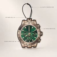 Désodorisant de voiture en forme de montre chronographe, carte parfumée suspendue avec cordon élastique pour rétroviseur de véhicule, cadeau, vente en gros, fournisseur OEM ODM
