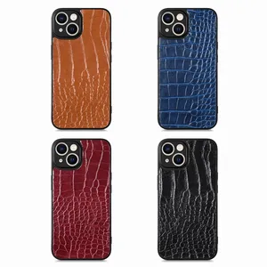 Capa amortecedora de couro croco, capa tpu para iphone 14 13 mini 12 se2 se 2020 11 pro max x xs xr 6 6s 7 8 plus, capa traseira