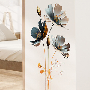 1pcs Art Déco Texture tridimensionnelle en relief Fleurs Autocollants muraux en PVC pour la chambre à coucher Décoration intérieure pour enfants - Product Image 5