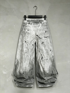 Jeans Vintage Y2K da Uomo ShangJinHe Personalizzati Post-Apocalittici con Lavaggio Sfumato e Schizzi d'Inchiostro, Vestibilità Regolare Distressed, Stile Streetwear - Product Image 3