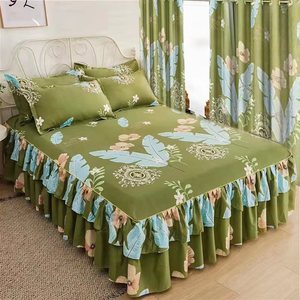 Made in China Wholesale Cheap Microfiber 5 Pieces <b>Bed</b> Skirt Set with Curtain king Size Bedding Set for <b>Bed</b> - Product Image 6