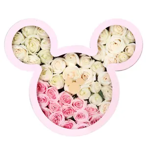 Lüks özelleştirilmiş Mickey şekli çikolata çiçek hediye paketleme çiçekler kutuları