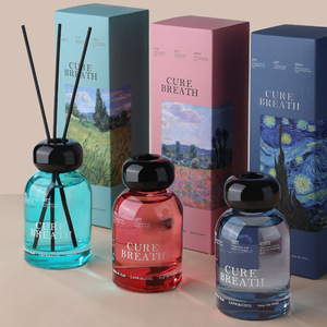 Flacon en verre rond de luxe vide de 120 ml et 200 ml noir pour diffuseur de parfum à bâtonnets, avec étiquette personnalisable, écologique, sans alcool, en boîte - Product Image 1