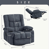 Sillón Reclinable Eléctrico Giratorio de Cuero Moderno con Elevador, Calor y Masaje para Sala de Estar Sofá Esquinero Muebles de Cine en Casa