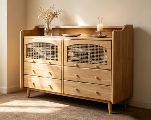 Midcentury Modern Birch Wood Dresser <b>6</b>-<b>Drawer</b> Storage Chest Freestanding Living Room Cabinet - Product Image 5