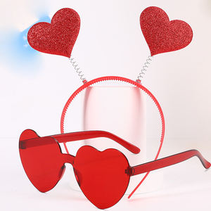 Serre-tête élégant pour femme avec sequins en forme de cœur, idéal pour la Saint-Valentin, créatif, en tissu, pour usage quotidien, avec lunettes assorties - Product Image 5