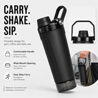 Bouteille shaker en acier inoxydable 500 ml, anti-fuite, avec filtre, large ouverture, pour la salle de sport, logo personnalisé, vente en gros, OEM, ODM