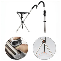 Canne de marche pliable en gros, chaise portable, bâton de randonnée avec siège et ceinture pour le camping en plein air, la pêche et les fêtes de jardin