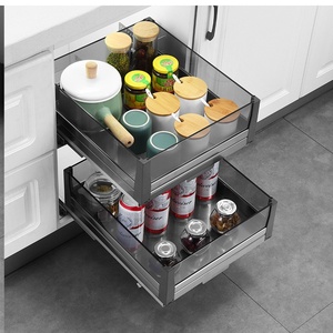 Modern <b>Kitchen</b> Cabinet Spice Rack-Stainless Steel Glass Small-Sized Spice <b>Basket</b> Drawer-Style Dining Room Storage - Product Image 3
