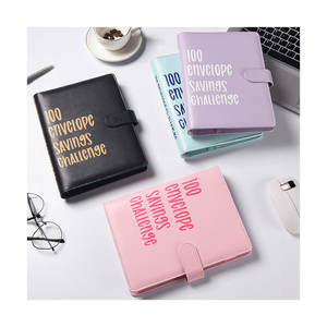 Venta al por mayor personalizado 100 ahorro de dinero organizador sobre desafío Finanzas planificador carpeta Cuadernos de cuero PU - Product Image 1