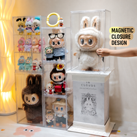 Vitrine en acrylique pour figurines de collection style Labubu, boîte de protection anti-poussière pour figurines en boîte mystère