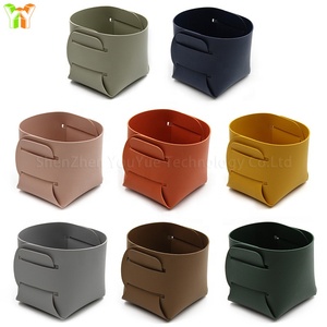 Holder Pencil YY Handmade Collapsible Faux Leather Pen Holder Desk Pencil Organizer For Office