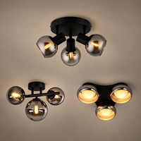Meilleures ventes - Lustre à globe en verre fumé, luminaire de plafond en fer, E27, multi-lumières, pour salle à manger, bar, restaurant