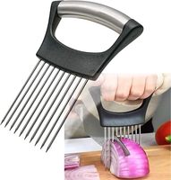 Handmatige uienhouder van roestvrij staal voor het snijden van groenten, snijgeleider, vleesvermalser, ergonomische handgreep, keukengereedschap