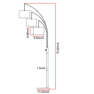 Lámpara de pie con 3 bombillas LED, regulable, con forma de árbol, poste giratorio de acero inoxidable, pantalla metálica, base pesada, estilo Mid-Century, alto CRI 90, 3000K - Product Image 4