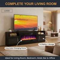 Europäisch-Amerikanischer Stil Elektrischer Boden-TV-Schrank mit Eingebautem Simuliertem Kamin, Fernbedienung, Farbwechselnde Flammen und Heizfunktion