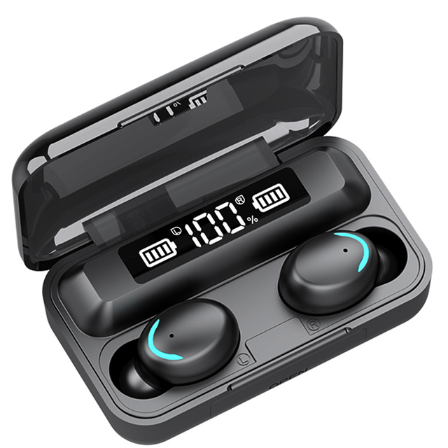 Smile Face F9 TWS Earbuds V5.1 9D Stereo In-Ear Headphones LED Battery Mini True Wireless Earbuds for Gaming Sports Waterproof