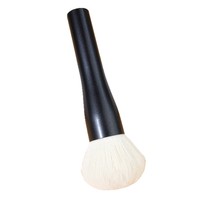 Pinceau de maquillage rond beige en poils synthétiques avec manche souple en plastique pour fond de teint et fard à joues, outil de beauté pour le visage, logo personnalisé, vente en gros