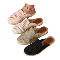Espadrilles plates à enfiler pour femmes, style espagnol, antidérapantes, à bout fermé, en tissu, collection automne, vente en gros
