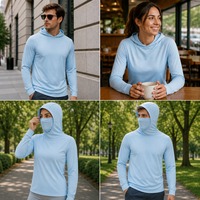 Haut de pêche personnalisé anti-UV UPF50+ avec protection solaire et masque intégré – Vêtement d'extérieur pour la randonnée (vente en gros)