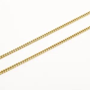 18K Real Gold 3.2mm Cuban Chain Necklace Fashion Hip Hop Jewelry Dubai 18k Gold Chain Necklace New Design