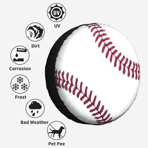 Housse de roue de secours au design baseball, logo personnalisé et taille de pneu précise pour promotion, cadeau sportif - Product Image 3