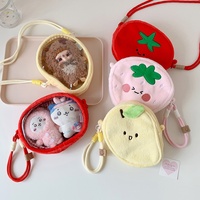 Sac de rangement transparent 3D Kpop Cartoon Fruit pour bébé et étudiant, sac de voyage extérieur mignon en peluche, porte-clés
