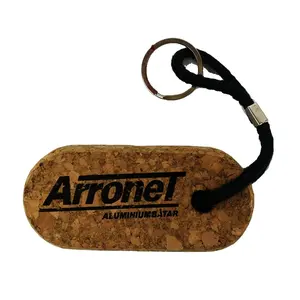 Chaveiro de cortiça oval, personalização, flutuante, suporte, madeira, rolha, gravura, logotipo para promoção