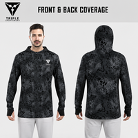 Hoodie de pêche ventilé en maille anti-UV pour activités de plein air quotidiennes, avec masque facial intégré et trous pour les pouces, idéal pour la randonnée en montagne