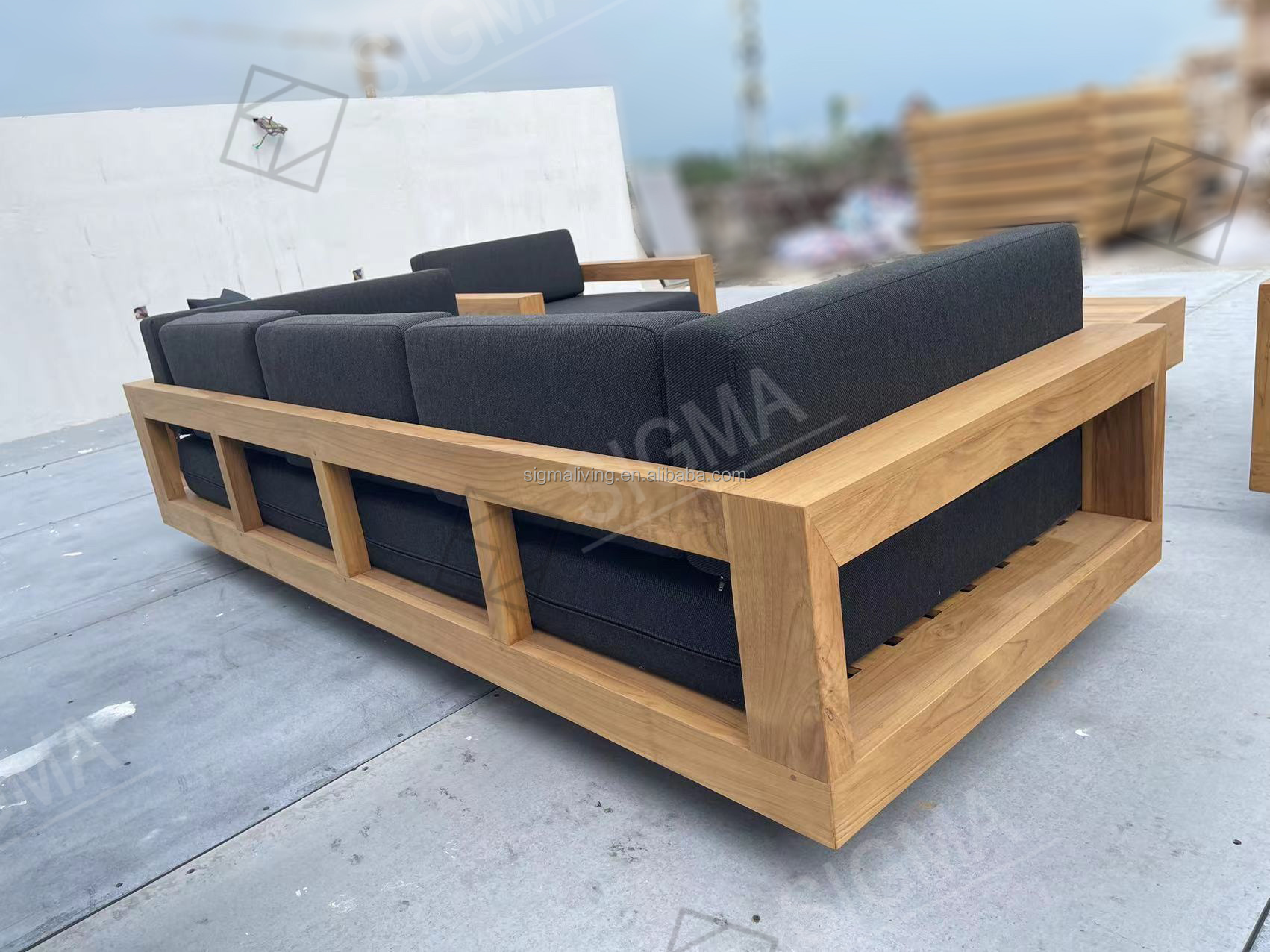Sigma New Design All Weather High Quality Patio Furniture Sofa Garden Solid Teak Wood Sofa Villa Hotel Outdoor Sofa Sets