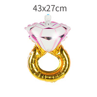 Ballon en feuille de forme bague avec diamants grands/moyens/petits, bleu, rose, or, effet laser, pour demande en mariage, décoration de mariage, 'Je t'aime', fête de la Saint-Valentin