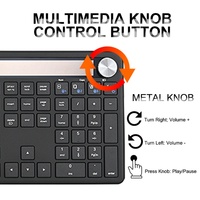 JOMAA Keyboard surya nirkabel ukuran penuh, Keyboard surya Universal ramping Mode ganda dengan tombol Multimedia untuk Desktop/Laptop/PC/Mac