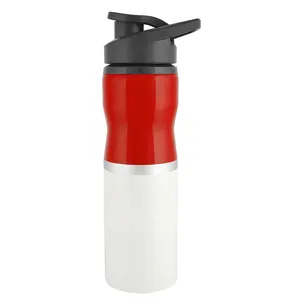 Botol air olahraga baja tahan karat 750ML, tutup lipat dan putar bebas BPA logam minum dua warna 18/8 ML