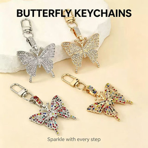 Butterfly Keychains Rhinestone Crystal Zinc Alloy Carabiner <b>Charm</b> Fashion Trend Luxury Bag Accessory - Product Image 1