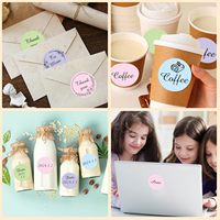 Stiker lingkaran berperekat termal langsung rol Label warna-warni untuk kemasan makanan & Tag nama untuk belanja & Promosi