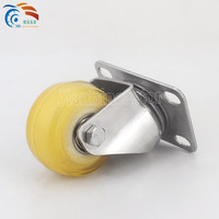 Fourche à roulettes en PU de 3 à 5 pouces en acier inoxydable 304 SS, avec frein et tige filetée, vente en gros