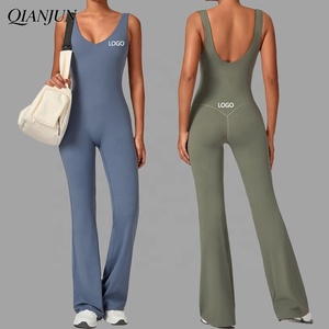 Combinaison de yoga une pièce 2026, nouvelle, effet push-up, pantalon évasé, taille haute, dos nu, sexy, décontractée, combinaison et body - Product Image 1