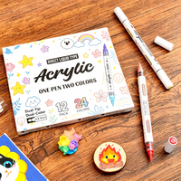 Marqueur acrylique double pointe double couleur à encre liquide directe, 24/48/72/96/120/168 couleurs, pour le dessin DIY sur pierre, papier, verre
