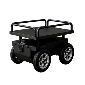 Carretilla de plataforma de cuatro ruedas de acero negro con recubrimiento en polvo y estructura móvil para uso industrial - Product Image 2