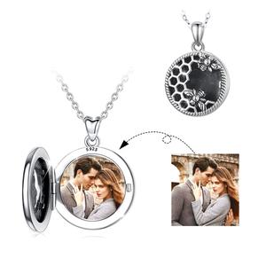Plata de Ley 925 de la abeja de la miel personalizado diy personalizado foto medallón COLLAR COLGANTE - Product Image 1