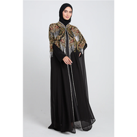Robe abaya noire en mousseline de soie de luxe, brodée sur mesure Leduo, ornée de paillettes, robe musulmane pour femmes pour le Ramadan