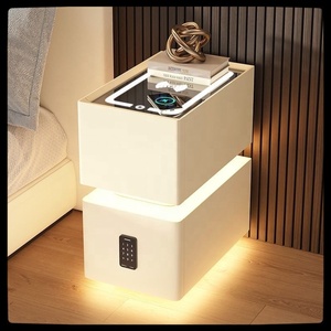 Mesa <span class=keywords><strong>de</strong></span> <span class=keywords><strong>Noche</strong></span> Inteligente con Luz LED, 2 Cajones, Ultra Estrecha, Simple y Moderna, con Cerradura, para el Hogar y Apartamentos, Altamente Recomendada - Product Image 1