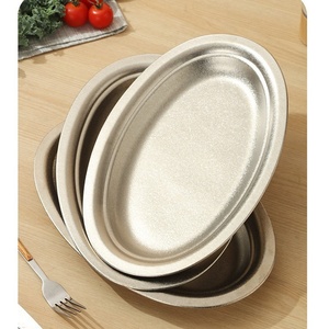 Oval Porcelain Handpainted Modern Minimalist Solid Color Serving Plates Set Dishwasher Safe <b>Dinnerware</b> for Party Use - Product Image 1