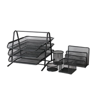 Organizador de Escritorio Metálico SAM SM2217, 5 Piezas, 3 Niveles, Bandeja para Archivos A4, Portalápices, Portapapeles, Clasificador de Cartas y Archivador, con Logotipo Personalizado