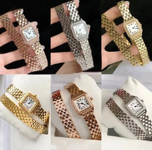 <span class=keywords><strong>Montre</strong></span> de luxe pour femme avec zircon, bracelet double rangée en acier inoxydable, saphir, diamants CZ, <span class=keywords><strong>montre</strong></span> à quartz léopard 22mm 27mm - Product Image 2