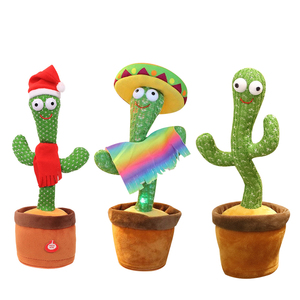 New Christmas Gift 32cm Led Dancing Talking Cactus Plush Toys Stuffed Electric Dancing Cactus