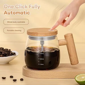 Taza de café de vidrio automática de diseño moderno, popular, de aspecto elegante, color arce, para mezclar bebidas calientes en el desayuno, al por mayor - Product Image 5