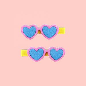 Pinzas de Pelo con Brillantina y Dijes de Gafas de Sol Rosas, Lindas y Modernas, para Niñas, Accesorios para Fiestas - Product Image 2