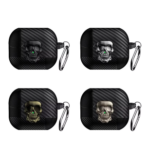 Funda Protectora de TPU <span class=keywords><strong>con</strong></span> Diseño de Calavera Metálica Giratoria para Auriculares <span class=keywords><strong>Samsung</strong></span> Galaxy Buds 3 Pro / Buds 3, Fibra de Carbono - Product Image 1